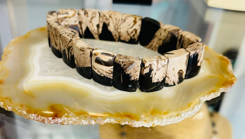 Bracelet with petrified palm root