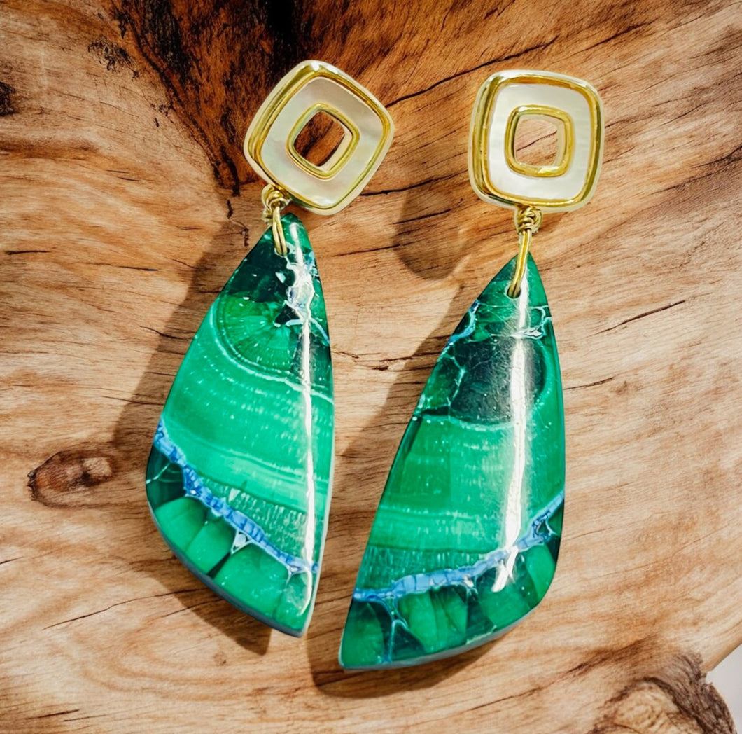 Earrings with Malachite