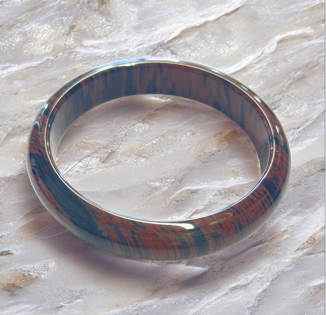 Bracelet bangle with obsidian