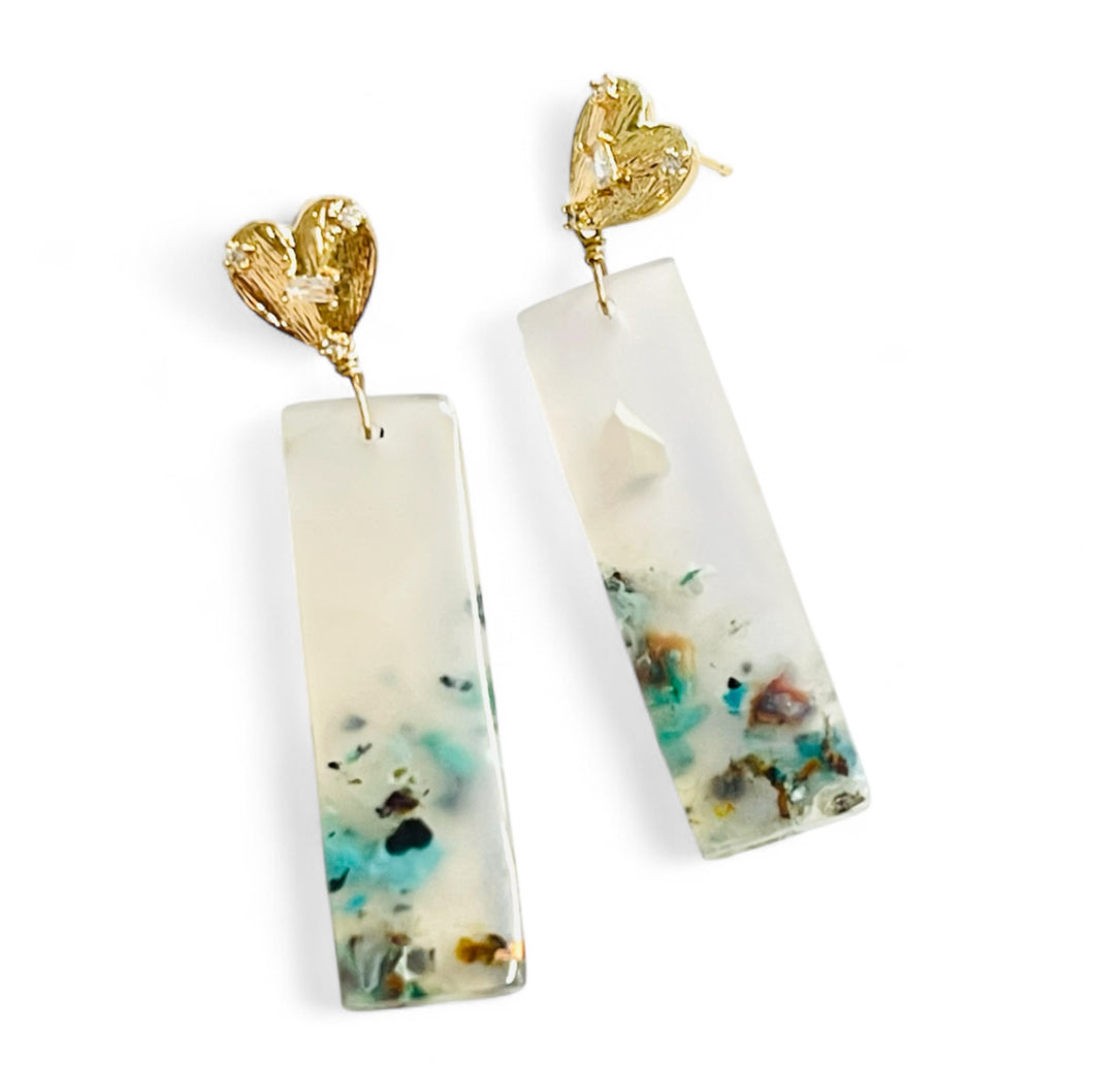 Earrings with chrysocolla copper