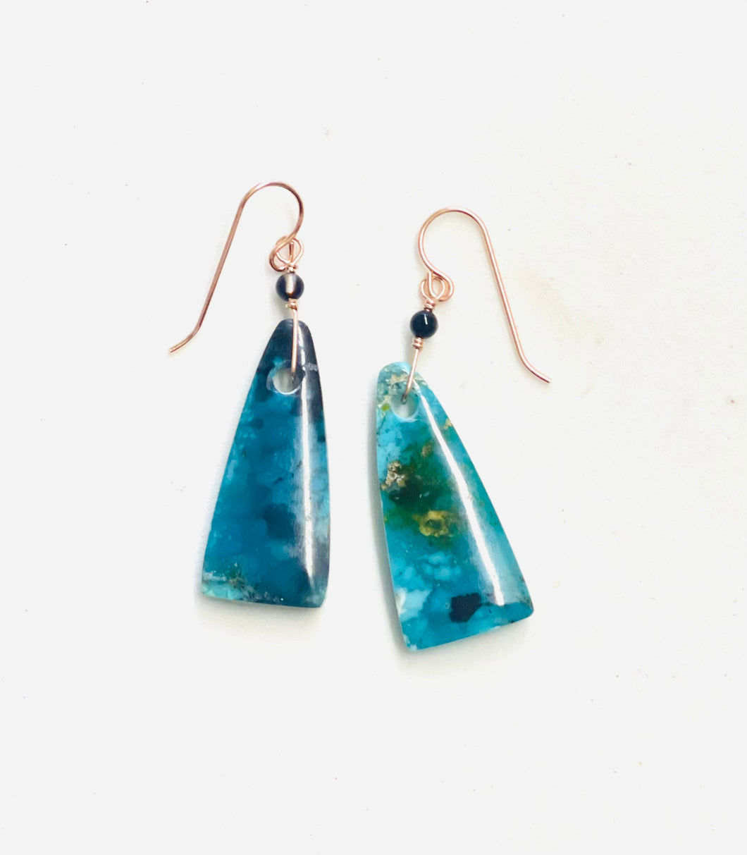 Earrings with blue opal