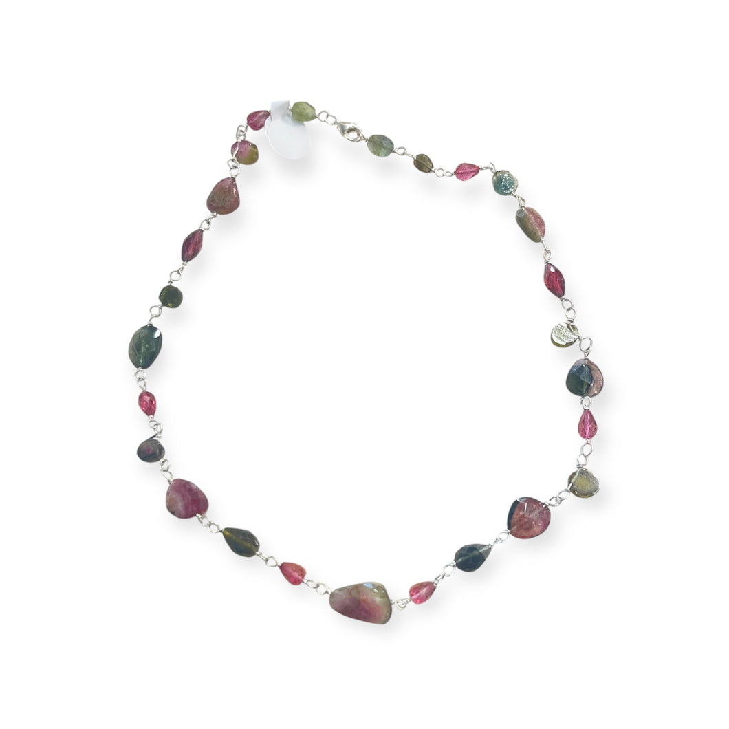 Necklace with Afghan bi-color tourmalines