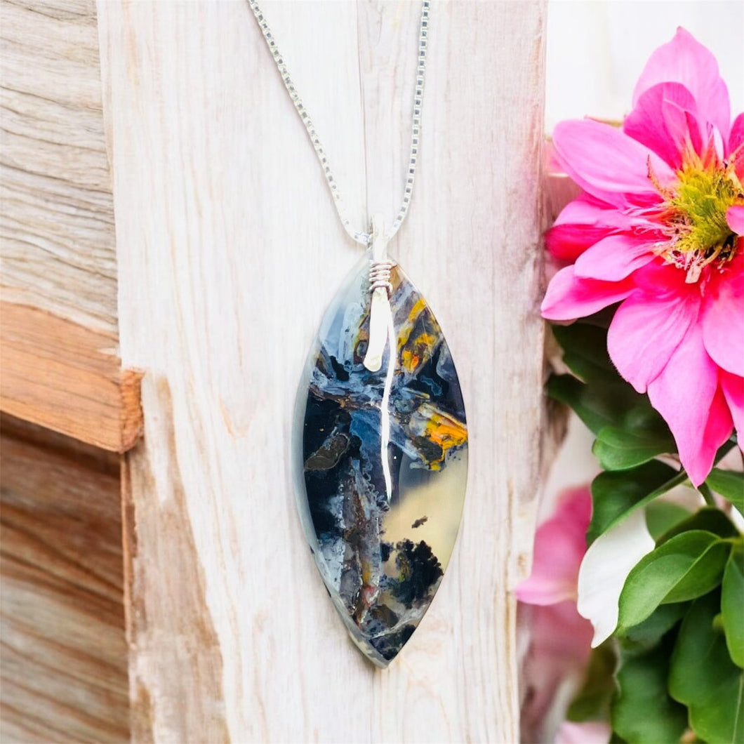 Pendant with colorful Timor Agate