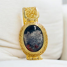 Bracelet cuff in sterling silver with multi color opalized wood