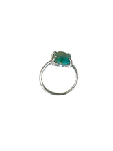 Ring with oval green opalized wood