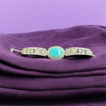 Bracelet cuff in sterling silver with blue petrified wood