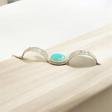 Bracelet cuff in sterling silver with blue petrified wood