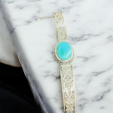 Bracelet cuff in sterling silver with blue petrified wood