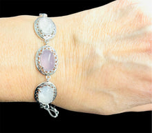 Bracelet cuff style with moonstone & amethyst