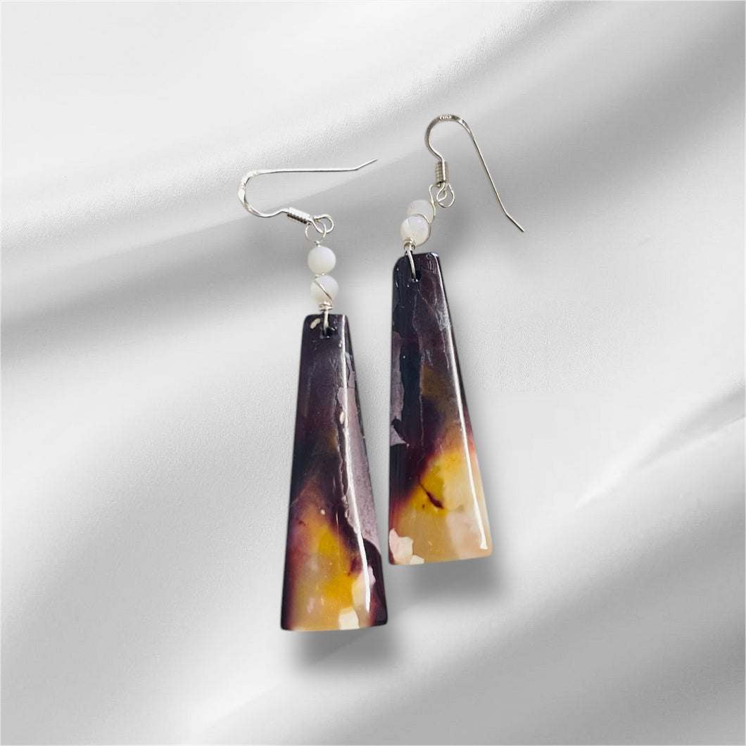 Earring with Autumn colors of mookaite jasper