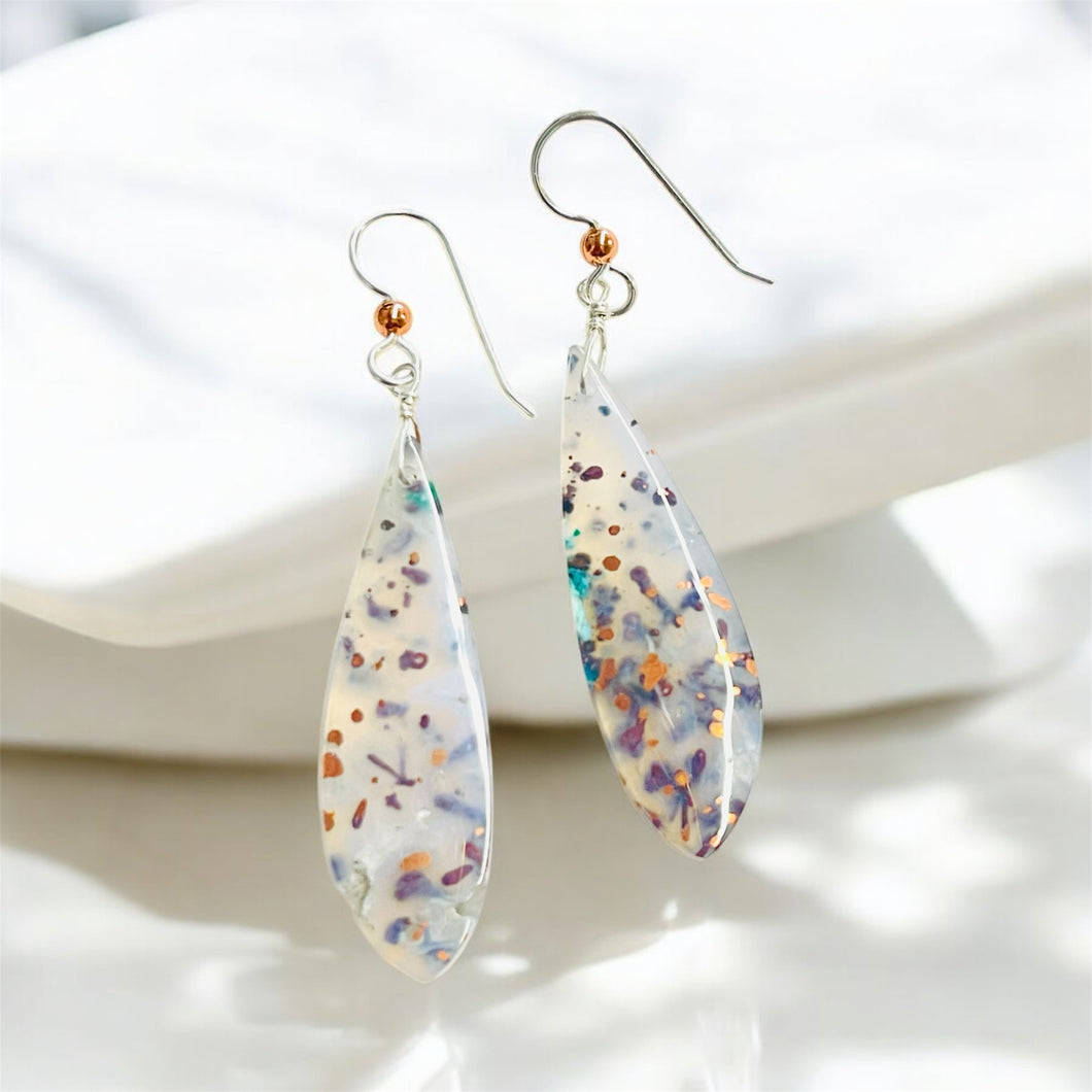 Earrings with chrysocolla copper