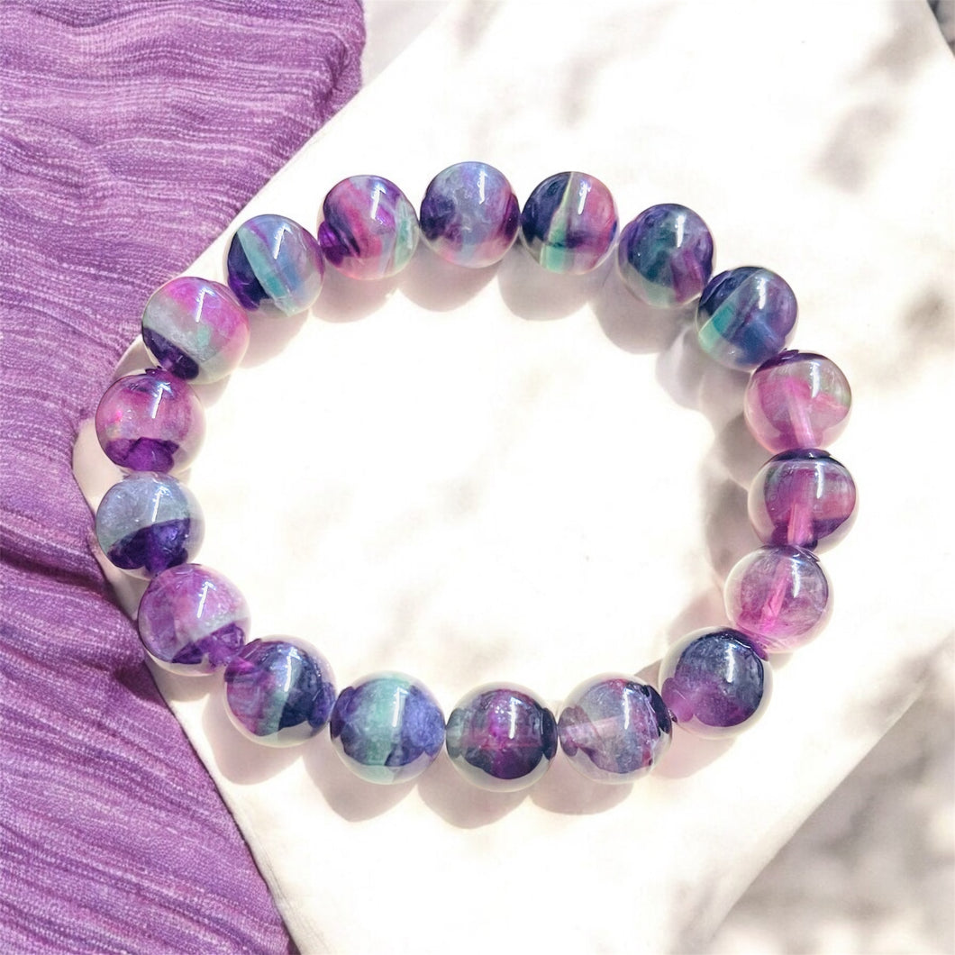 Bracelet with multi color fluoride beads