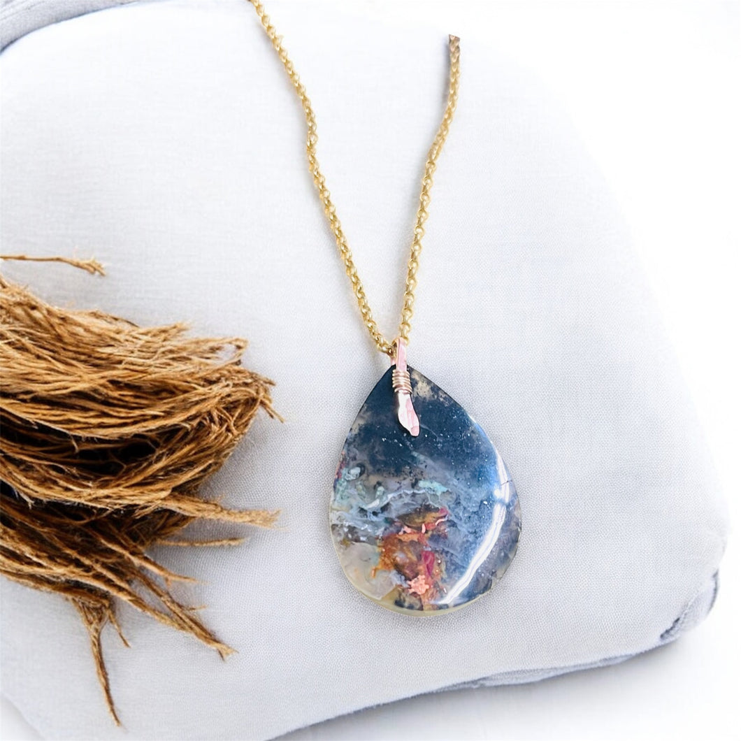 Pendant with dark chrysocolla black color