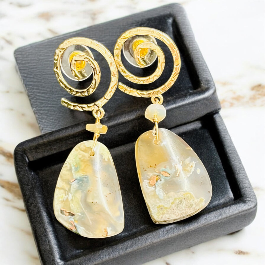 Earrings big size with chrysocolla copper