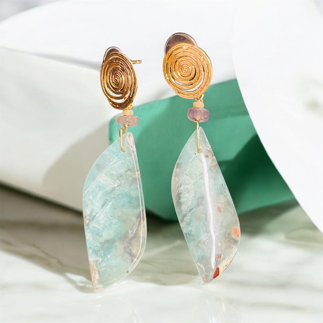 Earrings -big-with Chrysoprase
