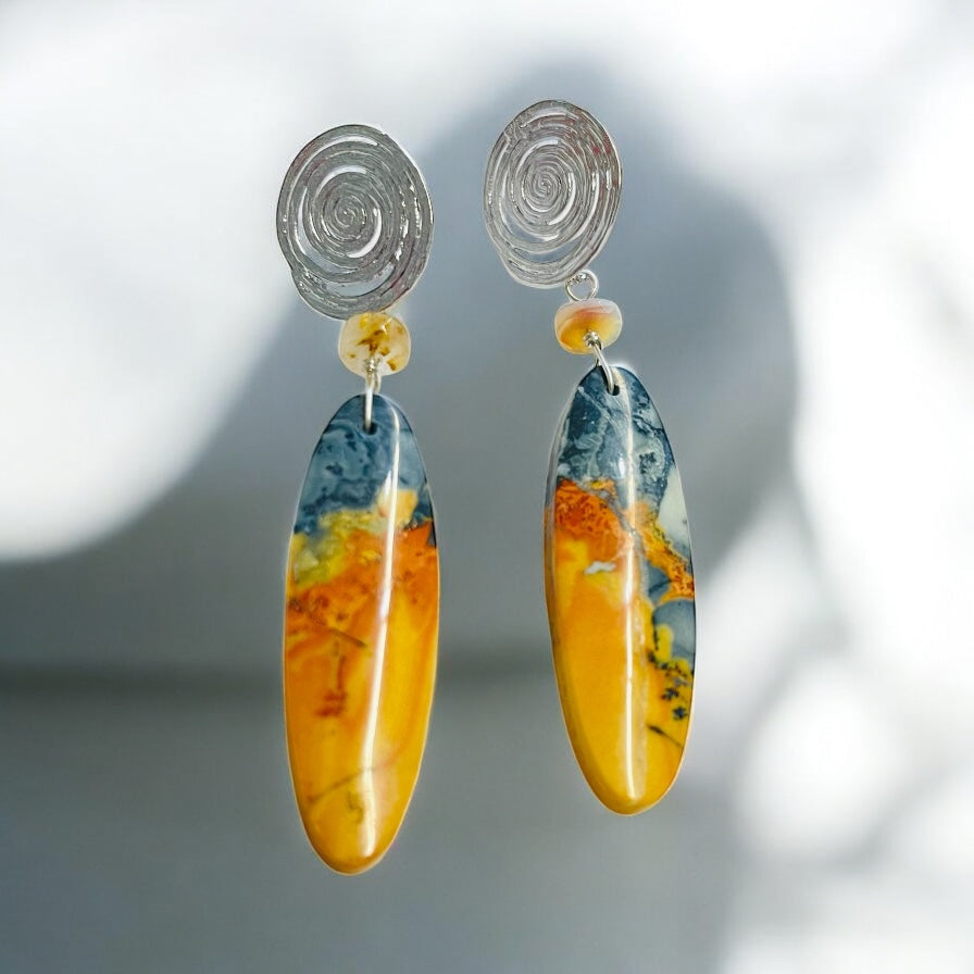 Earrings with Maligano jasper