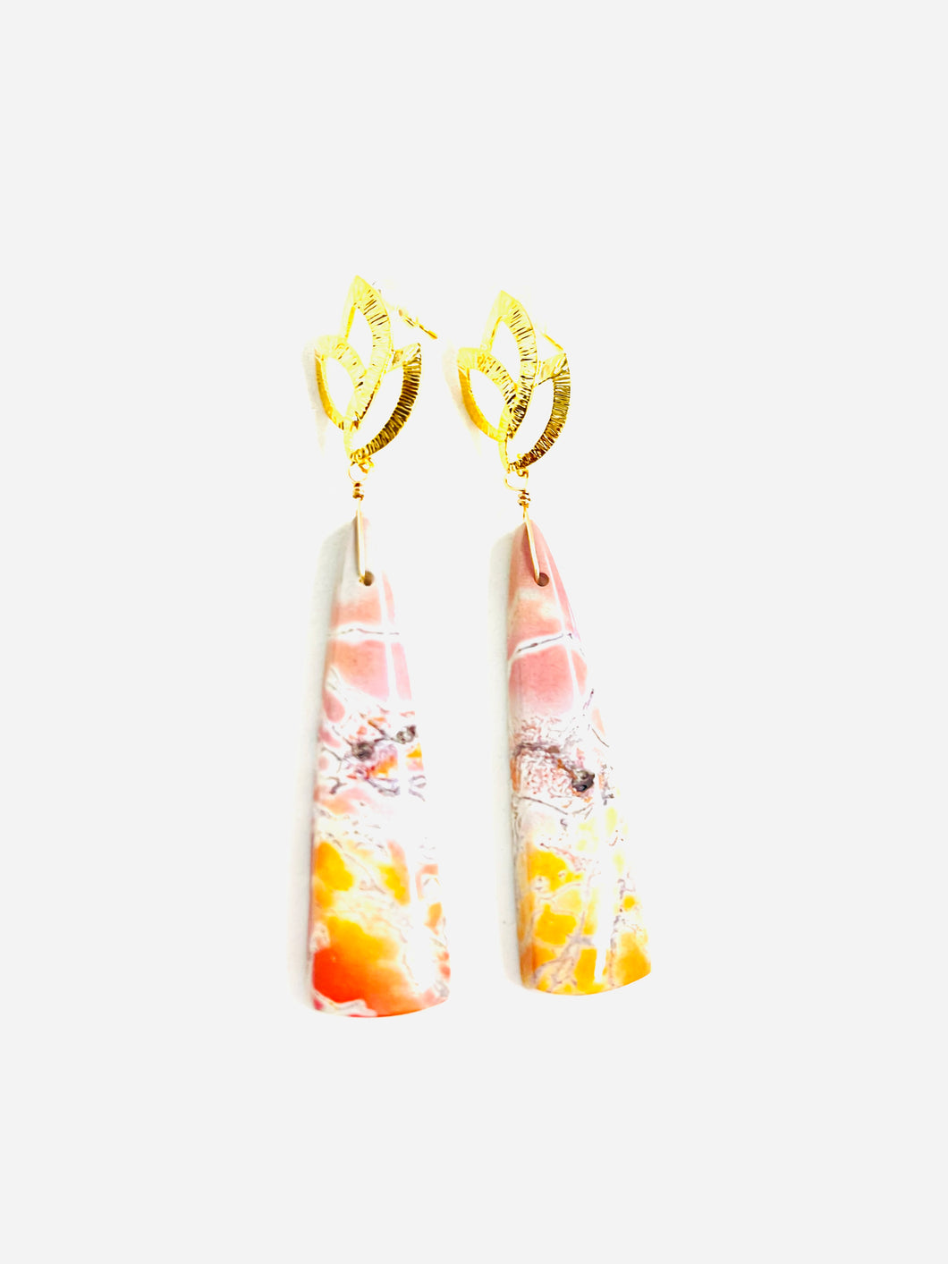 Earrings with long polychrome Jasper