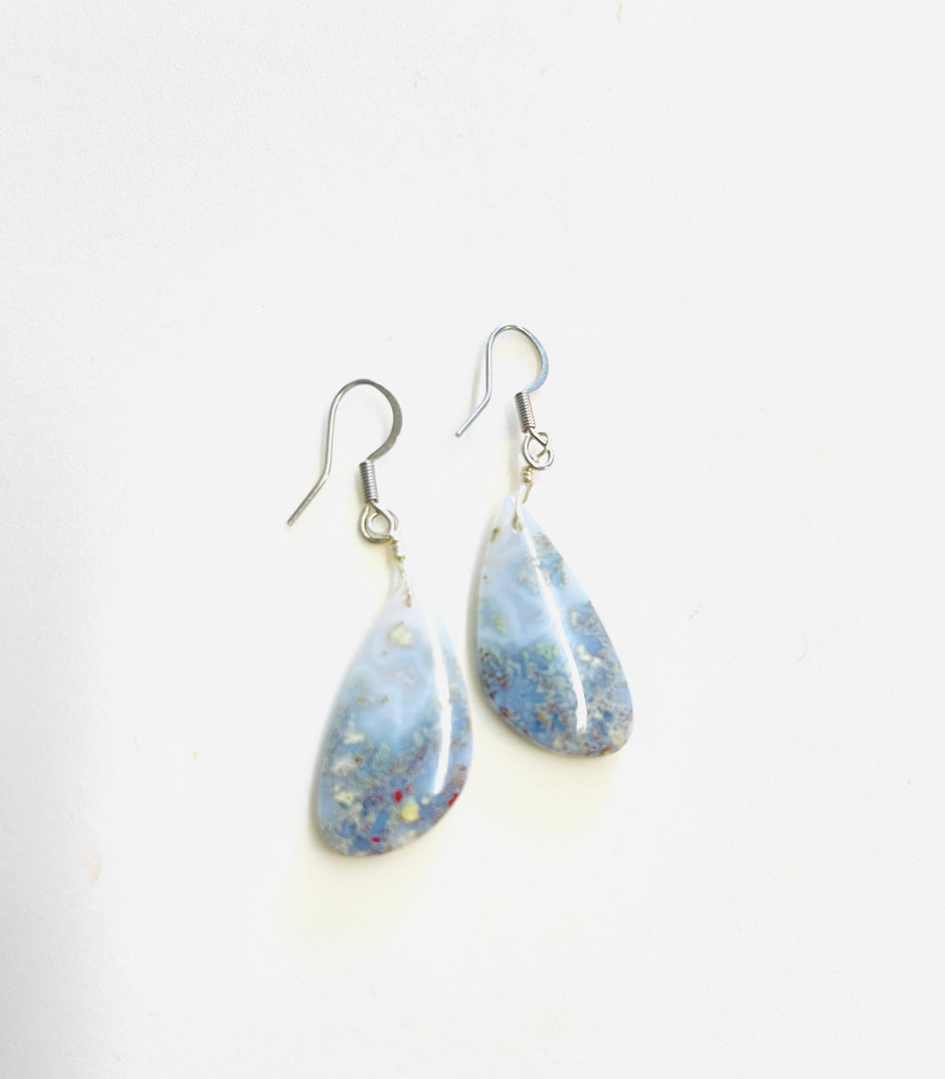 Earrings with grey moss agate