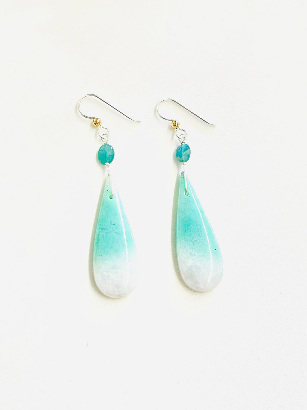 Earrings with opalized wood like cantaloupe