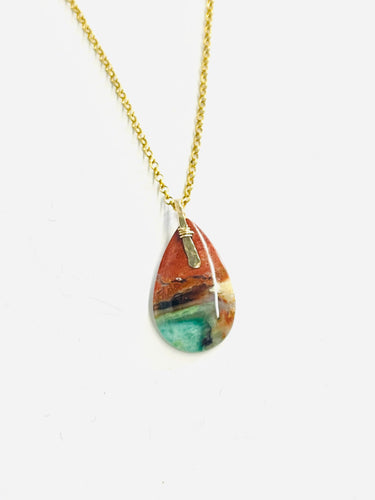 Pendant with Crystal opalized wood