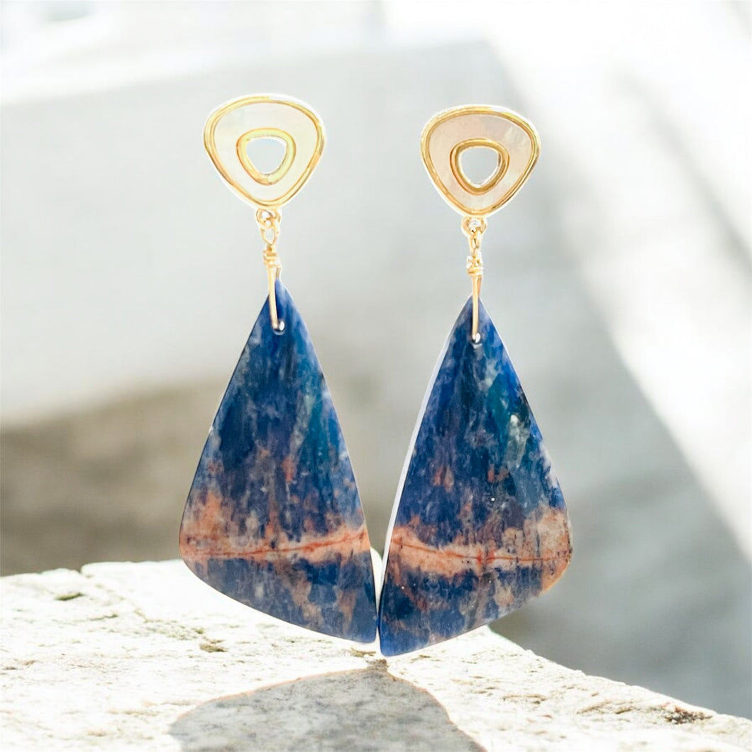 Earrings with sodalite