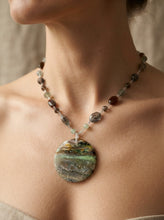 Necklace with multiple colors opalized wood