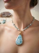 Necklace with Larimar, blue opal and amazonite