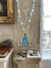Necklace with Larimar, blue opal and amazonite