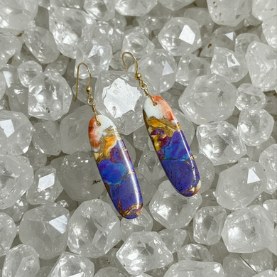 Earrings with long oyster turquoise