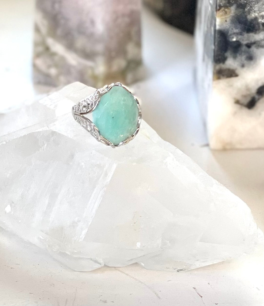 Ring with Amazonite cabochon