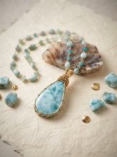 Necklace with Larimar, blue opal and amazonite