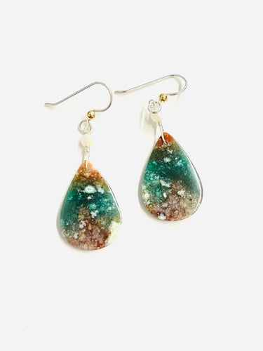 Earrings with opal wood