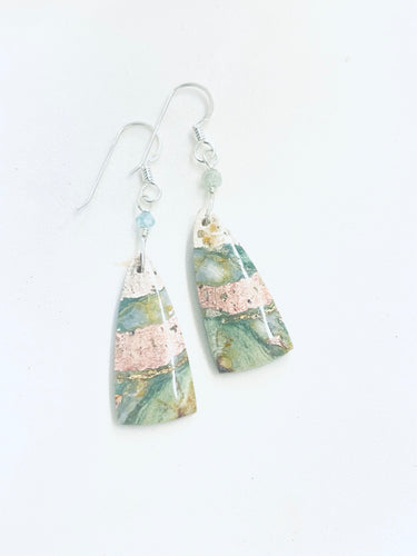 Earrings with long ocean jasper