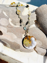 Necklace with multi color moss agate