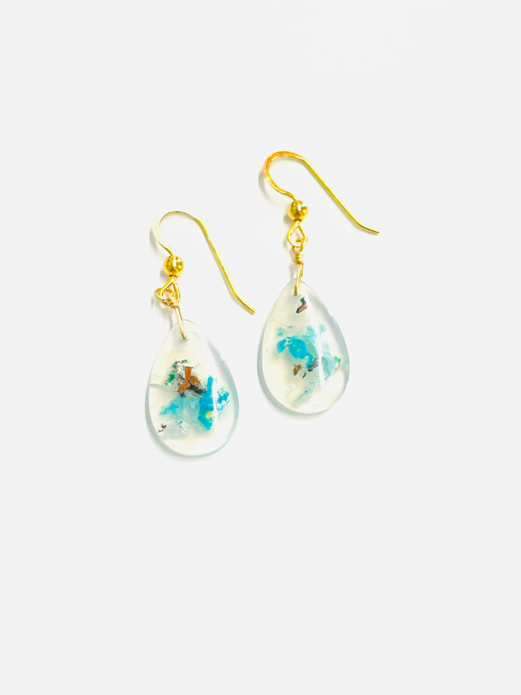 Earrings with blue chrysocolla