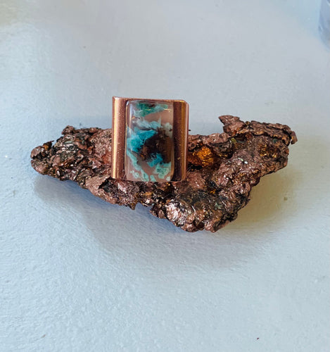 Ring with chrysocolla copper