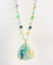 Necklace with opal wood and various stones