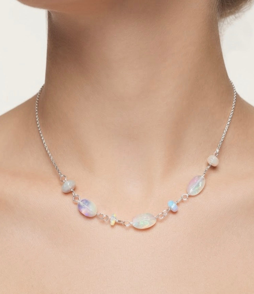 Necklace with Ethiopian opals