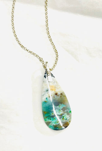 Pendant  with multi color of opalized wood