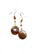 Earrings with stunning multi color moss agate