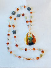 Necklace with Petrified opalized wood with natural copper