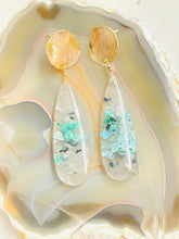 Earrings with chrysocolla copper