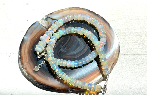 Bracelet with bright  Ethiopian opal