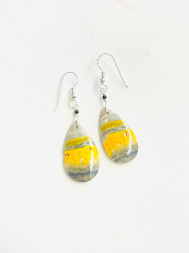 Earrings with bubble bee jasper