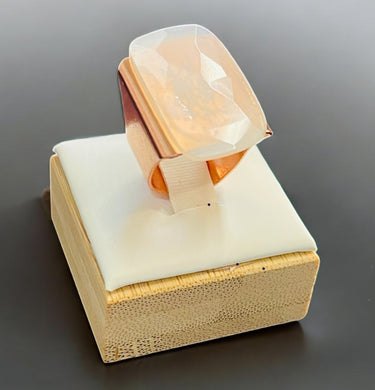 Ring with faceted calcite bead