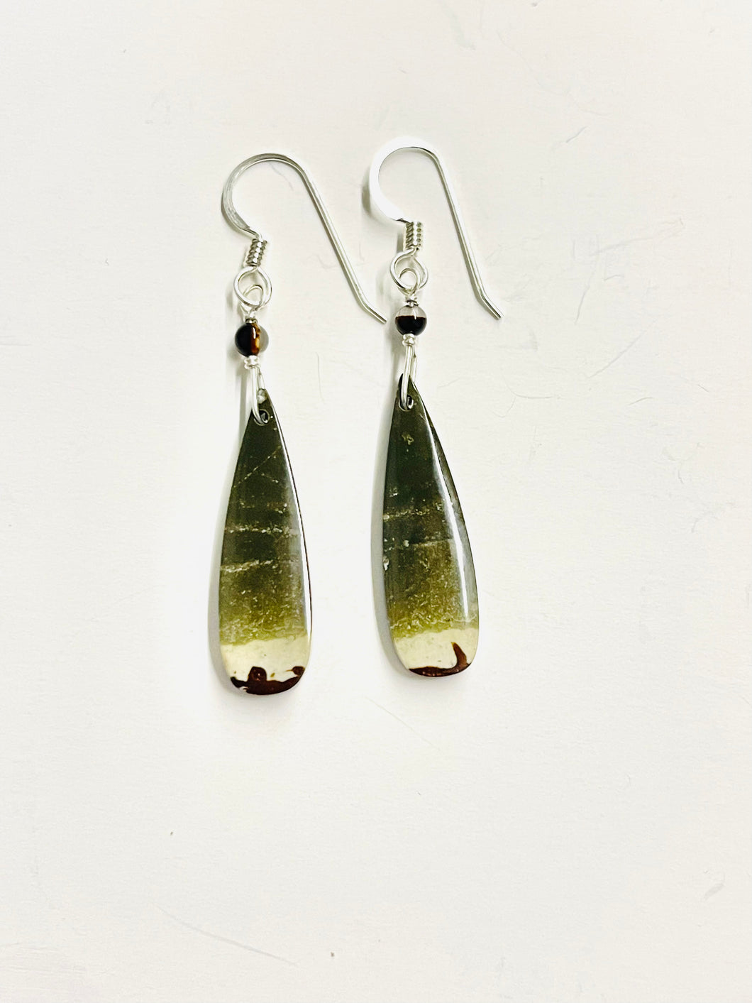 Earrings with green picture jasper