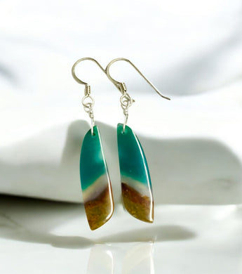 Earrings with petrified opalized wood
