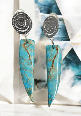 Earrings with blue brown sea sediment jasper