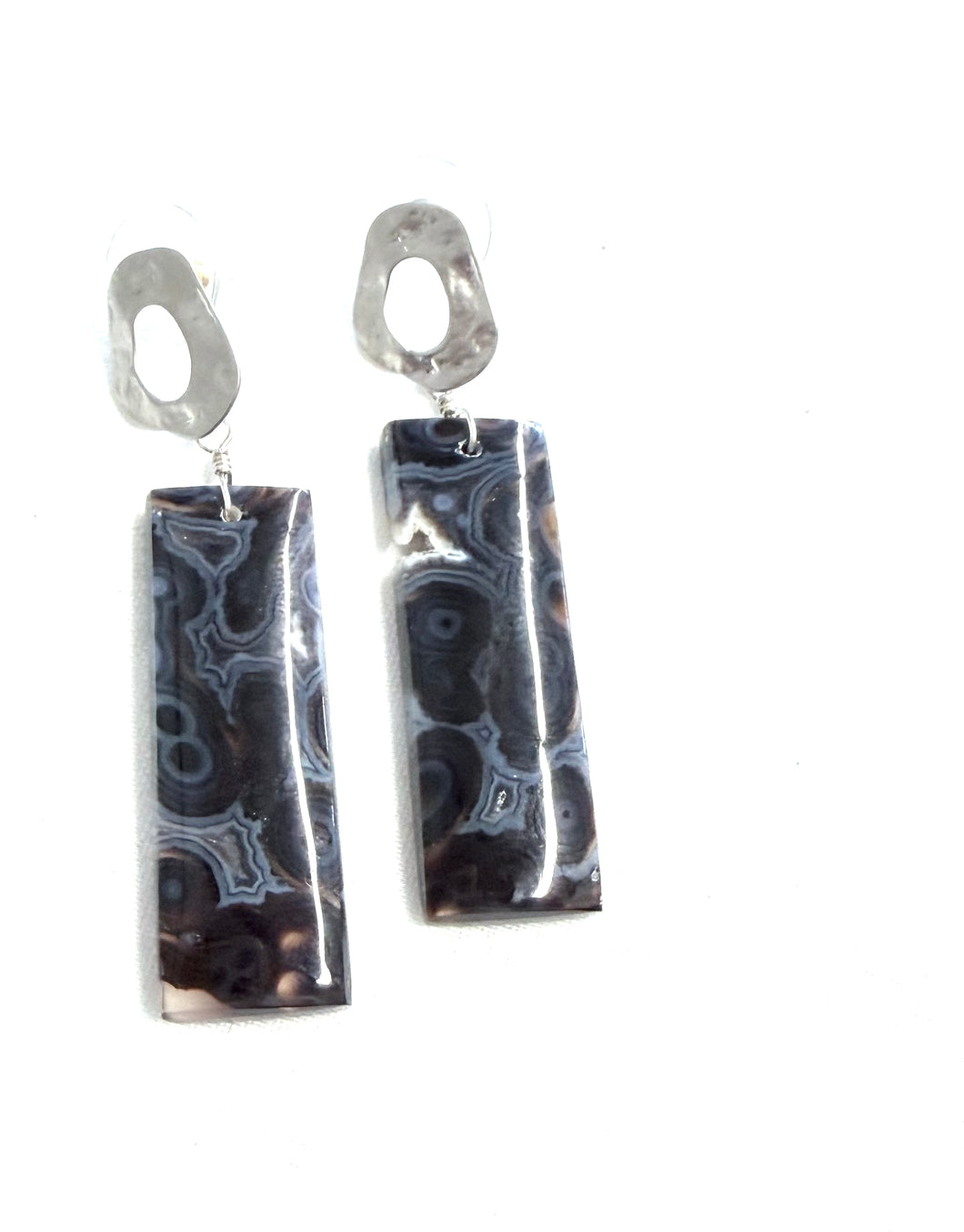 Earrings with long timor Agate