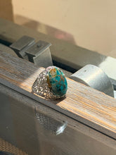 Ring with opalized petrified wood cabochon